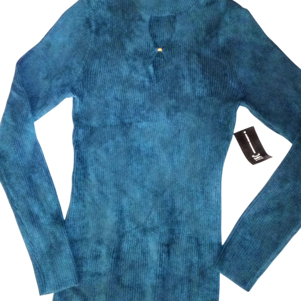 INC International Concepts Teal Ribbed Knit Top